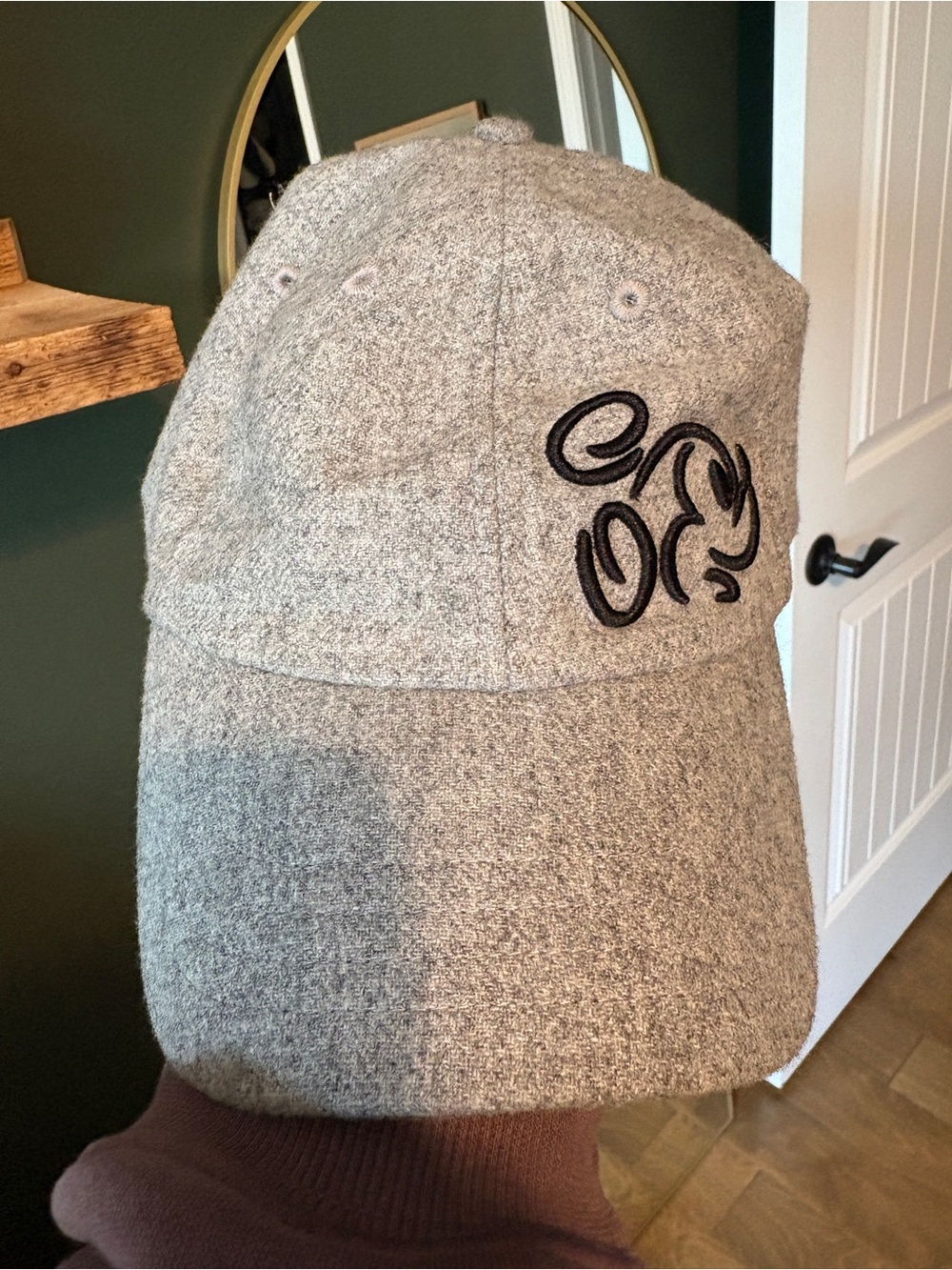 Disney Parks Mickey Mouse Gray Fleece Baseball Cap Adjustable Adult Hat
